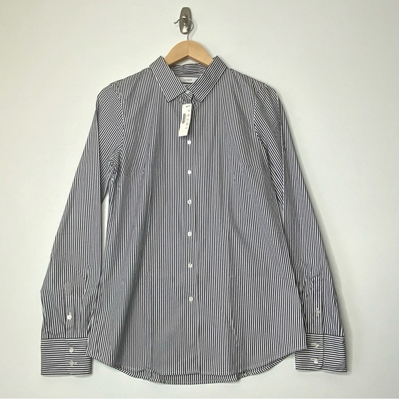 J. Crew Tops - J. Crew Striped Collared Button Down Shirt. Size TM. Black. (NWT).